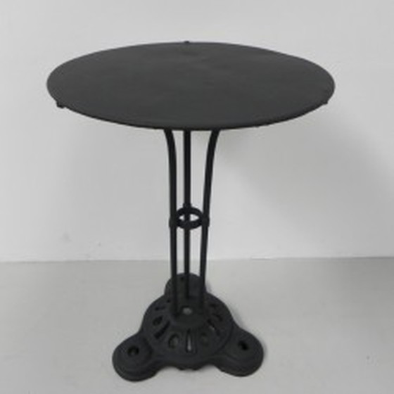 Image 1 of Steel Bistro Table Cast Iron Base - 1930s