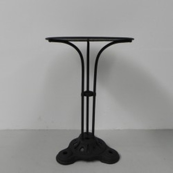 Image 1 of Steel Bistro Table Cast Iron Base - 1930s