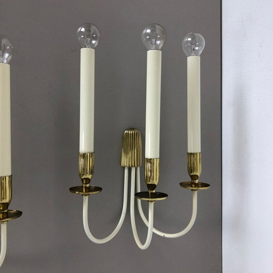 Image 1 of Pair of vintage brass wall sconces by Vereinigte Werkstätten München Germany, Germany 1950