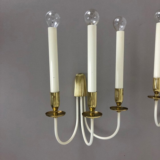 Image 1 of Pair of vintage brass wall sconces by Vereinigte Werkstätten München Germany, Germany 1950