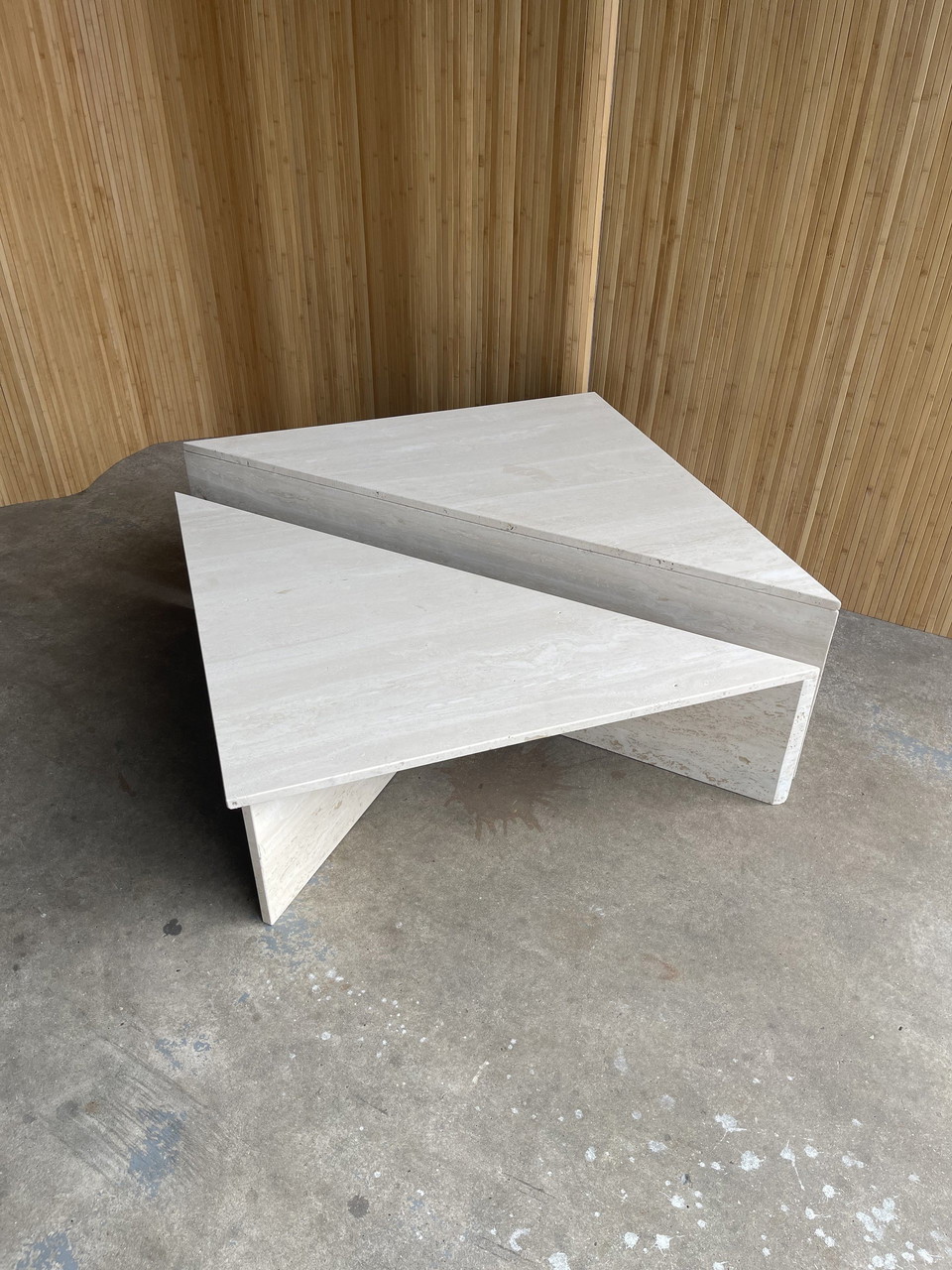 Vintage Travertine triangular coffee tables | €975 | Whoppah