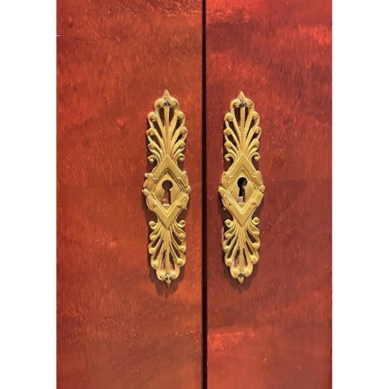 Image 1 of Vintage secretary in flamed mahogany with bronze locks, 1970