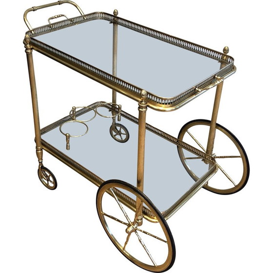 Image 1 of Vintage brass rolling table for Maison Bagués, France 1940