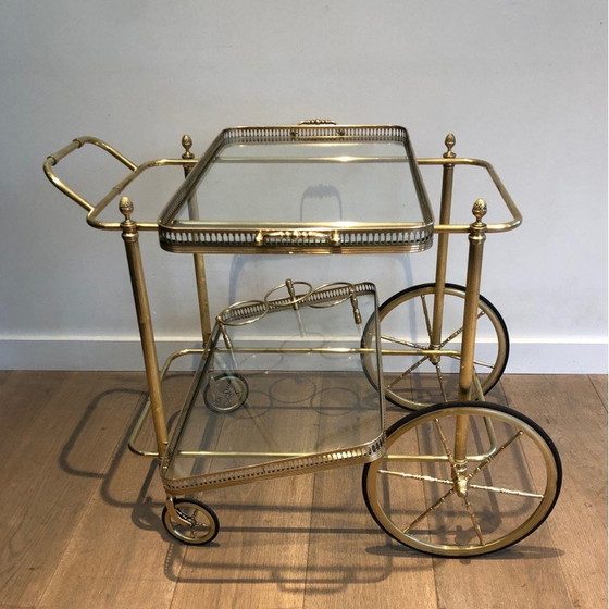 Image 1 of Vintage brass rolling table for Maison Bagués, France 1940