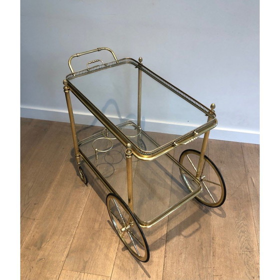 Image 1 of Vintage brass rolling table for Maison Bagués, France 1940