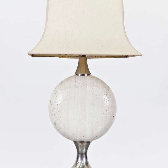 Image 1 of 1970s Very Large Rare Maison Barbier Large Travertine Floor Lamp