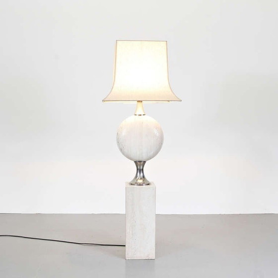 Image 1 of 1970s Very Large Rare Maison Barbier Large Travertine Floor Lamp