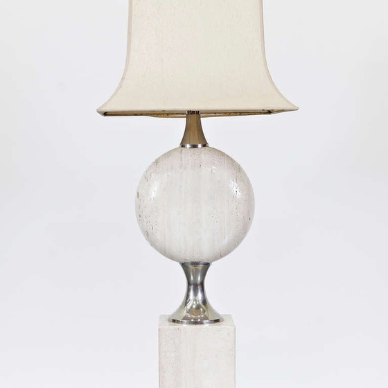 Image 1 of 1970s Very Large Rare Maison Barbier Large Travertine Floor Lamp