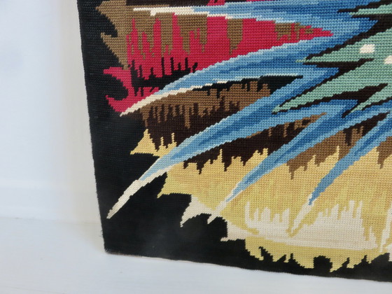 Image 1 of Tapestry "L'Oiseau Bleu" Futuristic, Stylized 60s 70s