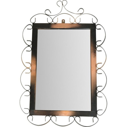 Mid-century rectangular mirror made of metalwork, Germany 1970s