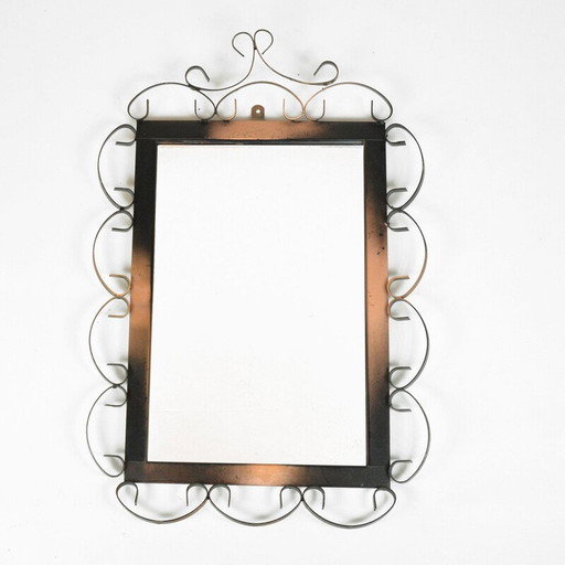 Mid-century rectangular mirror made of metalwork, Germany 1970s