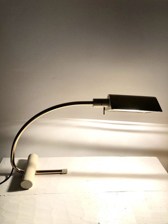 Image 1 of Articulated Desk Lamp Gold Brass Italy.