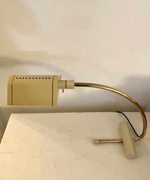 Articulated Desk Lamp Gold Brass Italy.