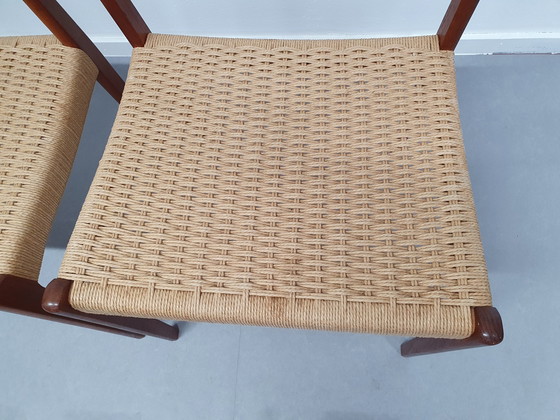 Image 1 of Design chair (6), teak with papercord.