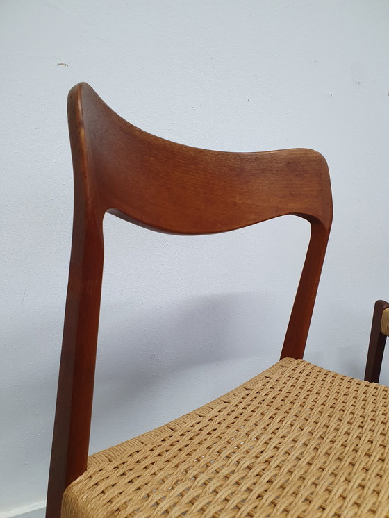 Image 1 of Design chair (6), teak with papercord.