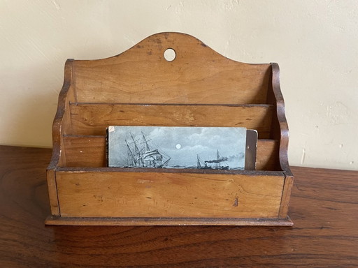 Mailbox Letter tray Art Deco 1930 cherry wood French