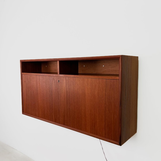 Image 1 of High-quality teak wall cabinet with mini-bar