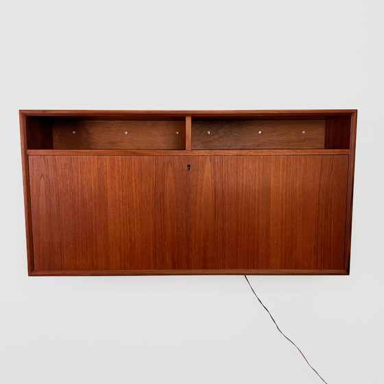 Image 1 of High-quality teak wall cabinet with mini-bar