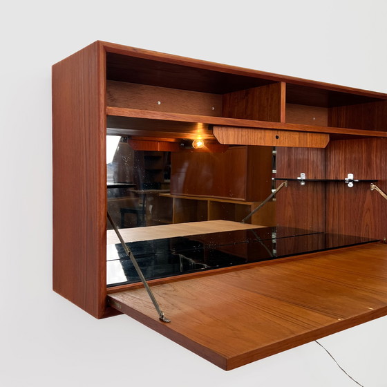 Image 1 of High-quality teak wall cabinet with mini-bar