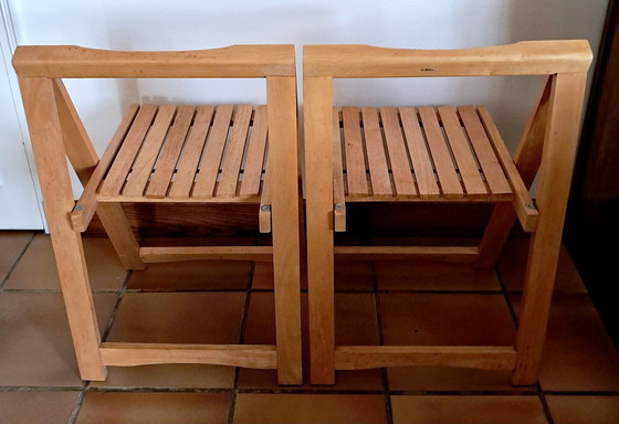 Image 1 of Pair Of Wooden Folding Chairs