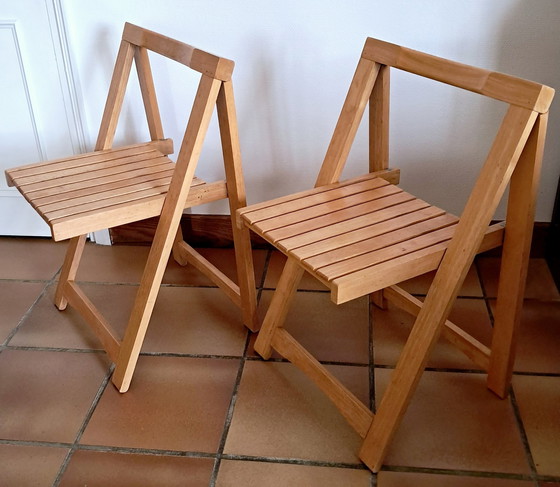 Image 1 of Pair Of Wooden Folding Chairs