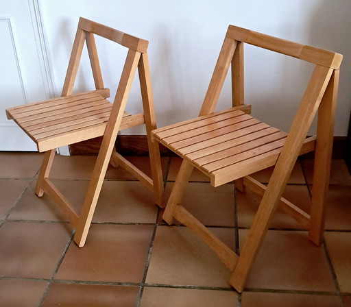 Pair Of Wooden Folding Chairs