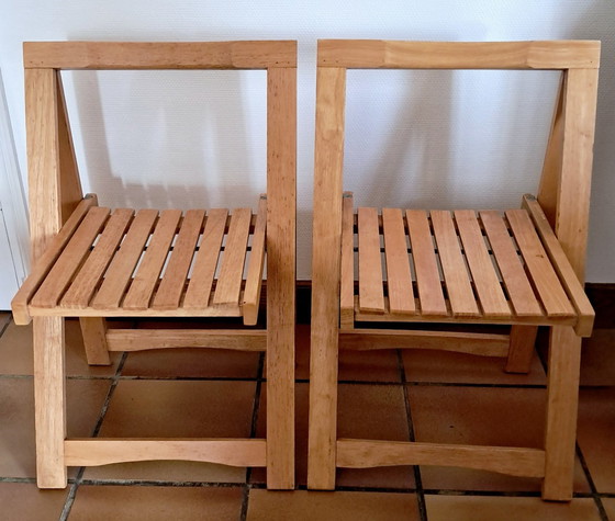 Image 1 of Pair Of Wooden Folding Chairs