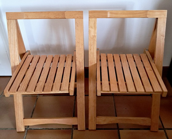 Image 1 of Pair Of Wooden Folding Chairs