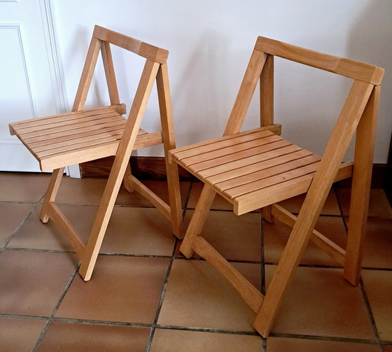 Image 1 of Pair Of Wooden Folding Chairs