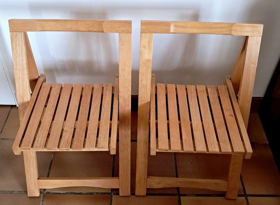 Image 1 of Pair Of Wooden Folding Chairs