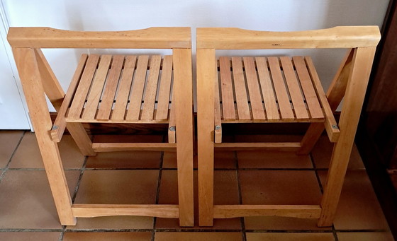 Image 1 of Pair Of Wooden Folding Chairs