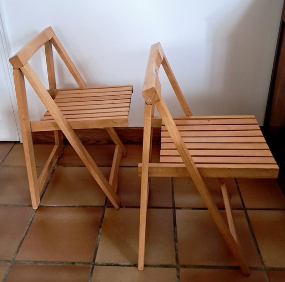 Image 1 of Pair Of Wooden Folding Chairs