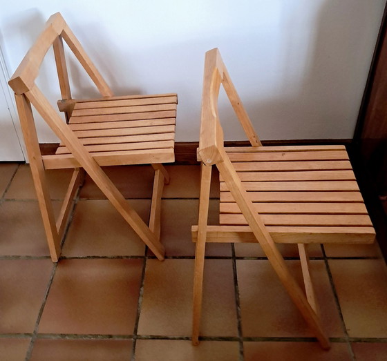 Image 1 of Pair Of Wooden Folding Chairs