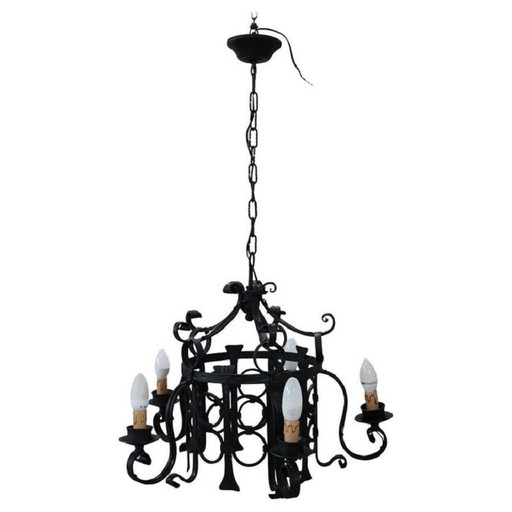 Iron Chandelier With Five Bulbs