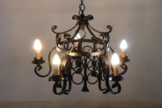 Image 1 of Iron Chandelier With Five Bulbs