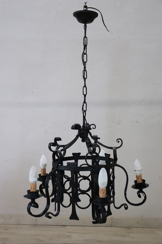 Image 1 of Iron Chandelier With Five Bulbs