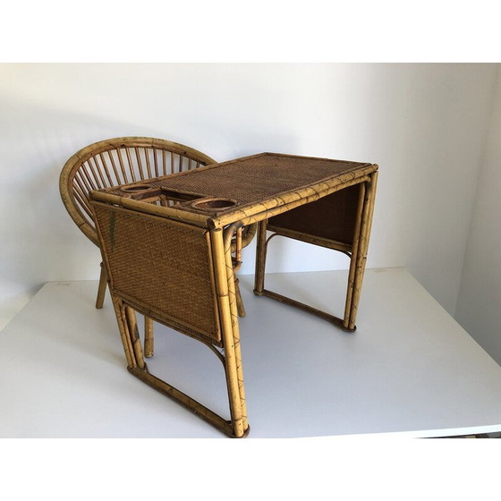 Image 1 of Vintage rattan desk and chair for children