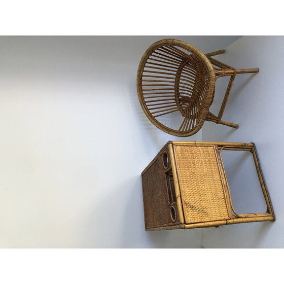 Image 1 of Vintage rattan desk and chair for children