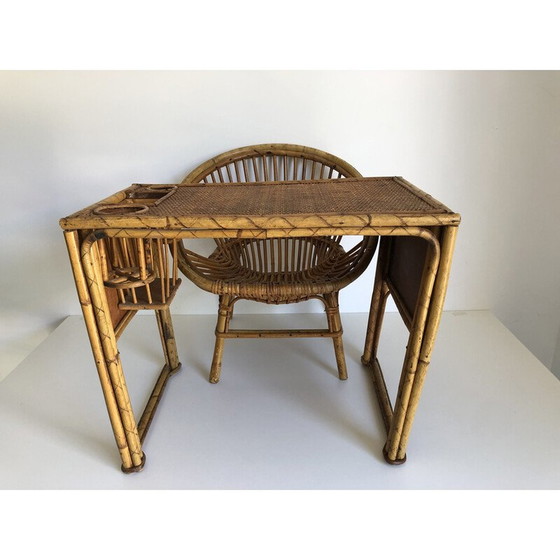 Image 1 of Vintage rattan desk and chair for children