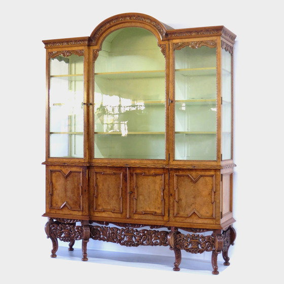 Image 1 of Art Deco display case bookcase in walnut burr walnut