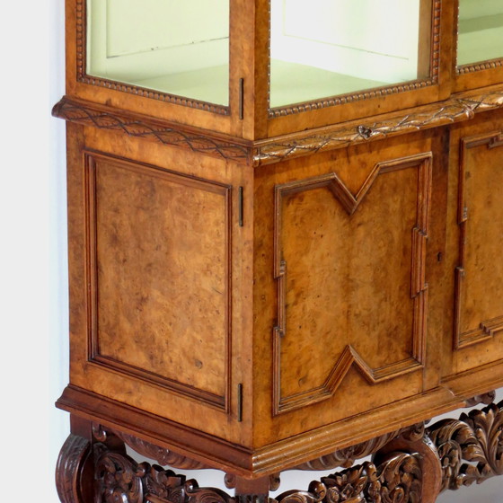 Image 1 of Art Deco display case bookcase in walnut burr walnut