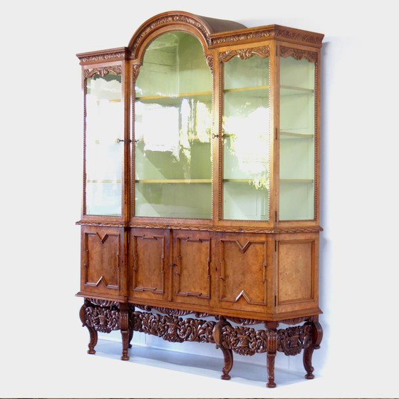 Image 1 of Art Deco display case bookcase in walnut burr walnut