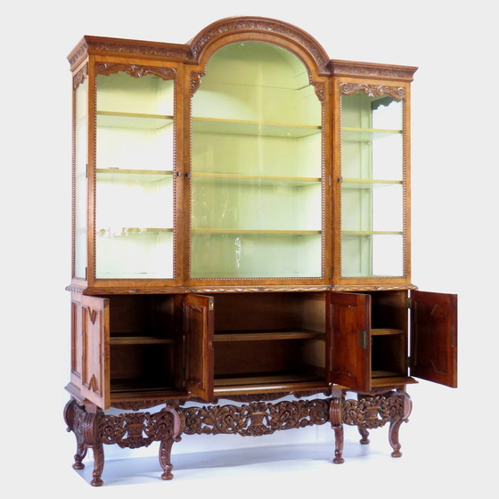 Image 1 of Art Deco display case bookcase in walnut burr walnut