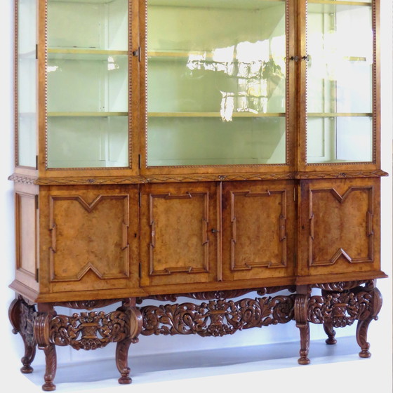 Image 1 of Art Deco display case bookcase in walnut burr walnut