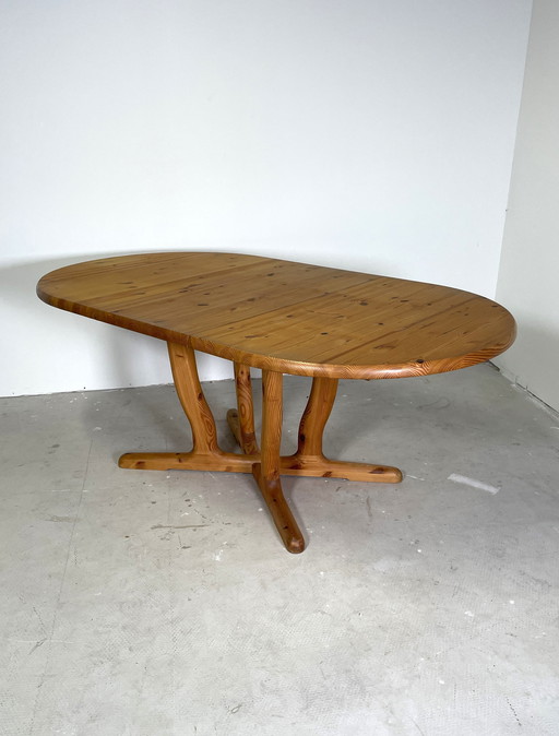 Oval Pine Dining Table With Extension