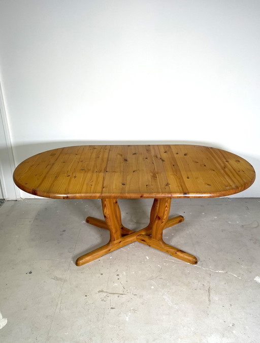 Oval Pine Dining Table With Extension