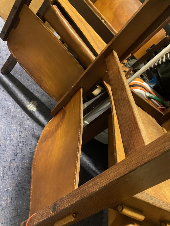 Image 1 of 4x Chaises de salle à manger en cuir vintage