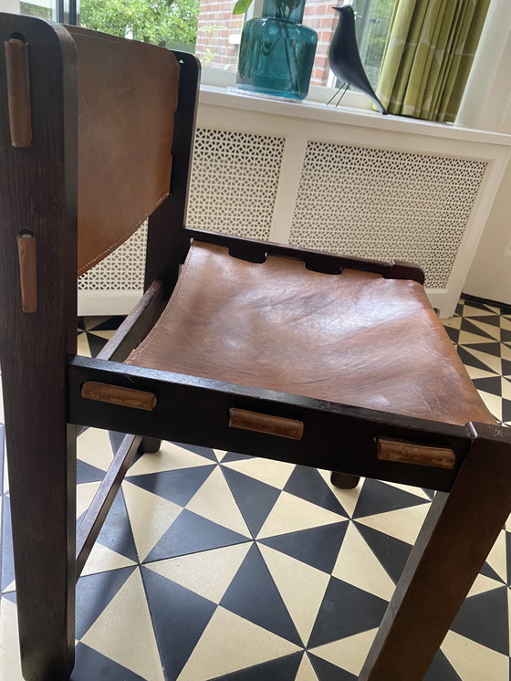 Image 1 of 4x Chaises de salle à manger en cuir vintage