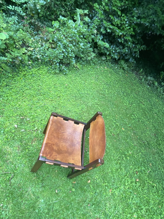 Image 1 of 4x Vintage leather dining chairs