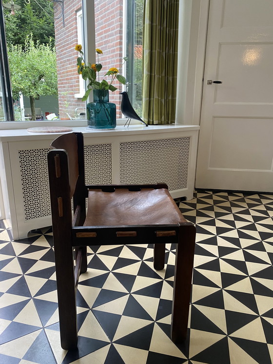 Image 1 of 4x Chaises de salle à manger en cuir vintage